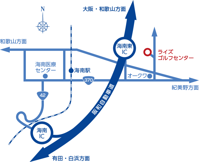 ライズゴルフセンターまでのアクセスマップ